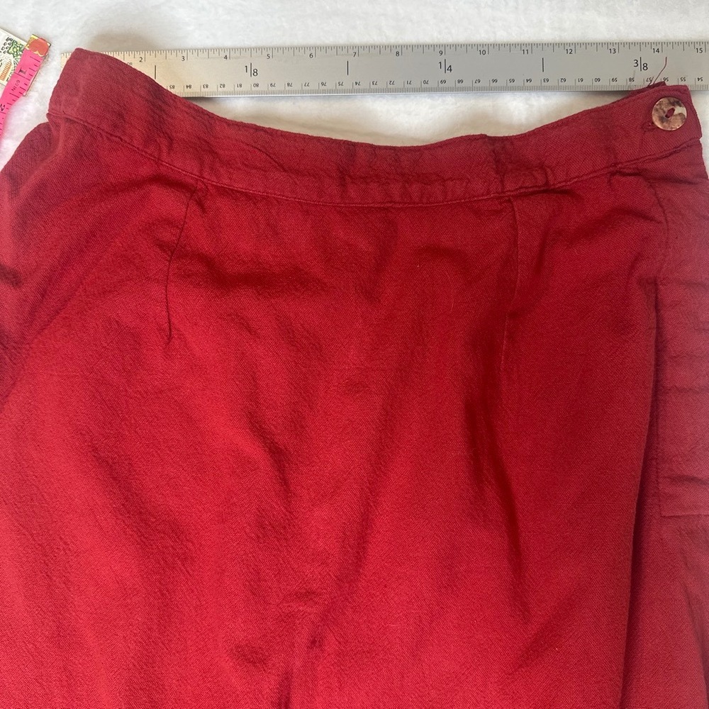 True Vintage Boho 100% Textured Cotton Red Maroon Maxi Skirt USA Made LARGE - Picture 11 of 12